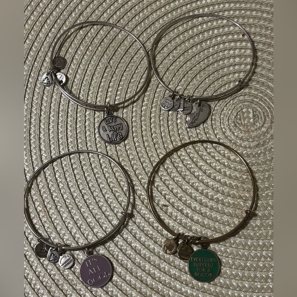 Alex and Ani - Set of 4 “Saying” charm bracelets
